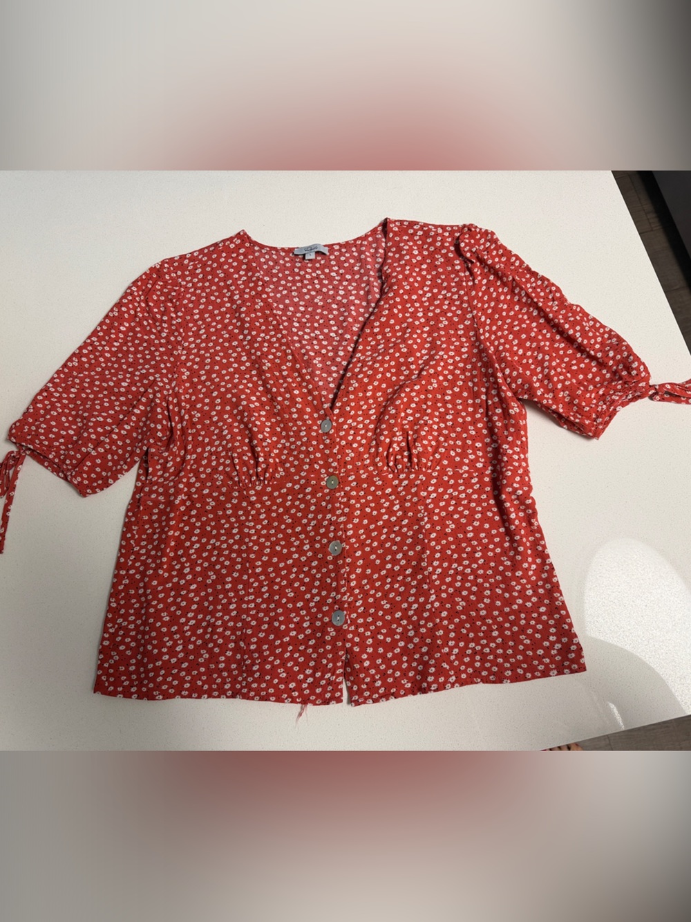 Rails Red Carmine Daisy Button-Front Blouse